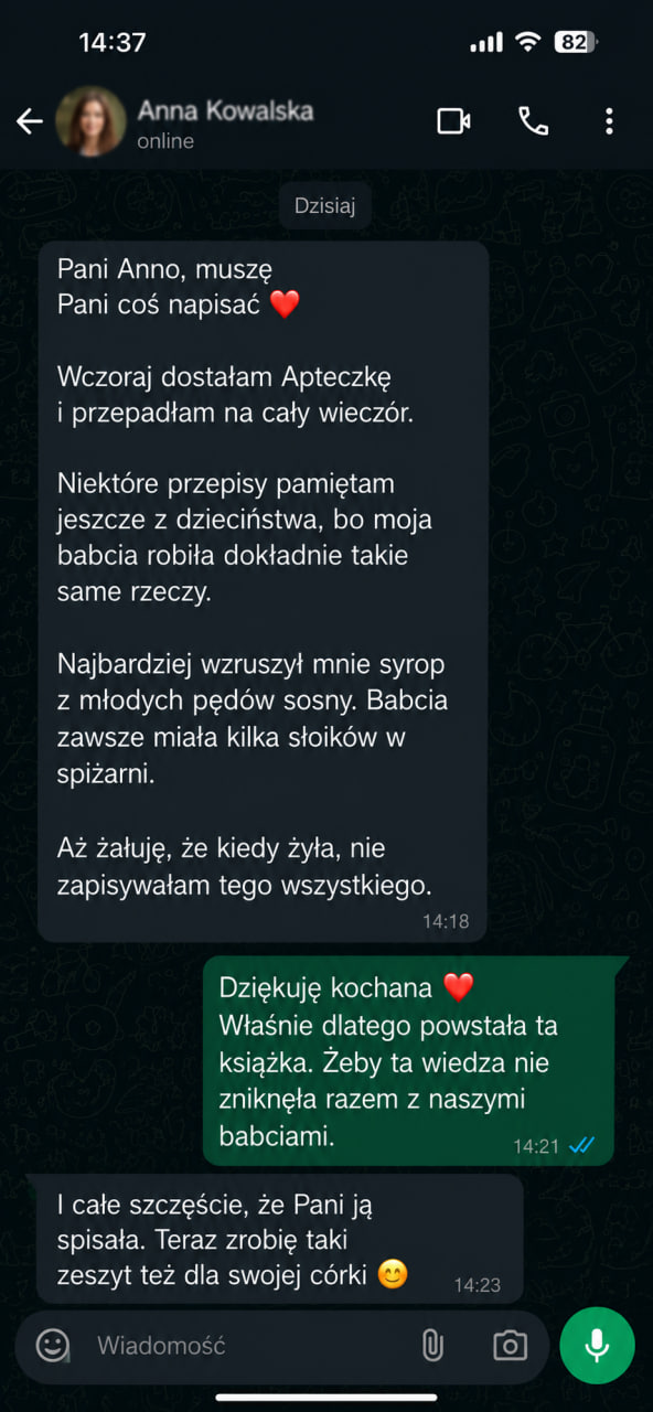Wiadomość od zadowolonej klientki